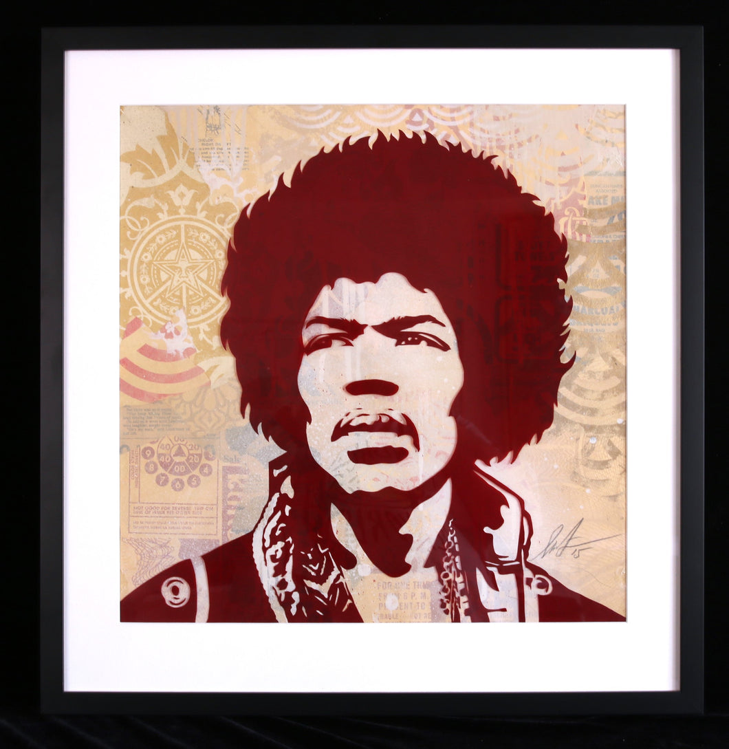 SHEPARD FAIREY Jimi Hendrix - Signed and framed Rubylith
