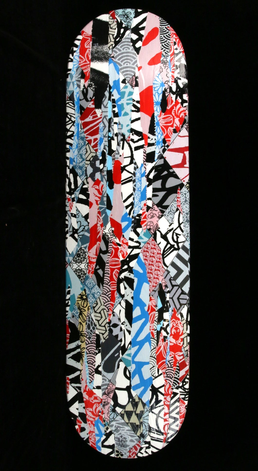 HUSH Skate Original collage and acrylic - signed screenprint, acrylic