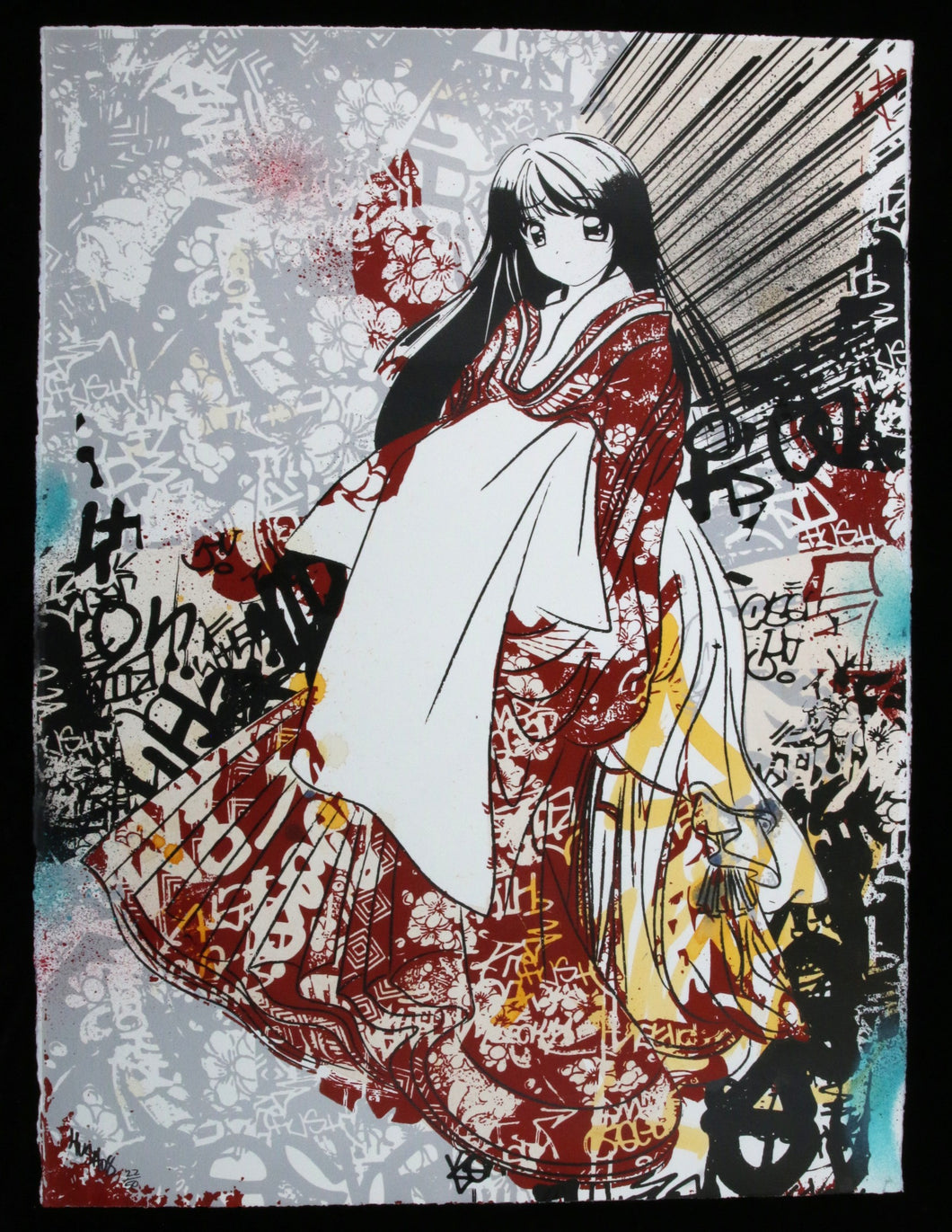 HUSH Graf Geisha Red - signed handfinished screenprint