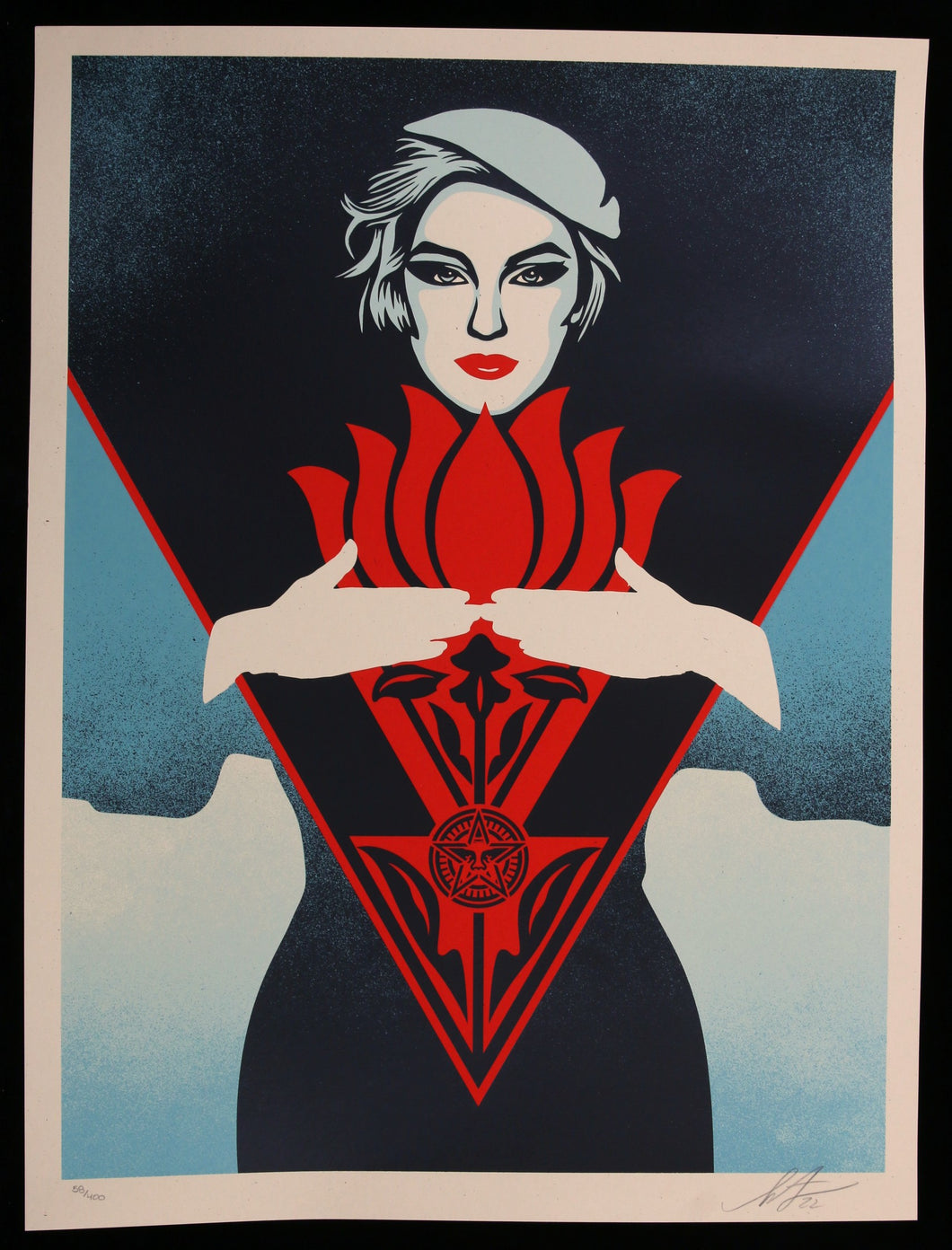 SHEPARD FAIREY Flower Woman Blue 2022 - Signed Screenprint