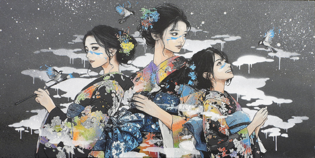 ROAMCOUCH 36 Views Of Fukagu 3 sisters - signed painting on canvas