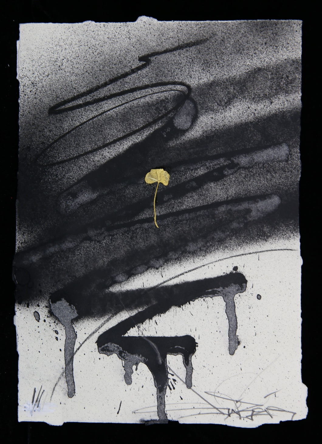 SABER 4 Leaf Clover - signed painting and gold leaf on paper