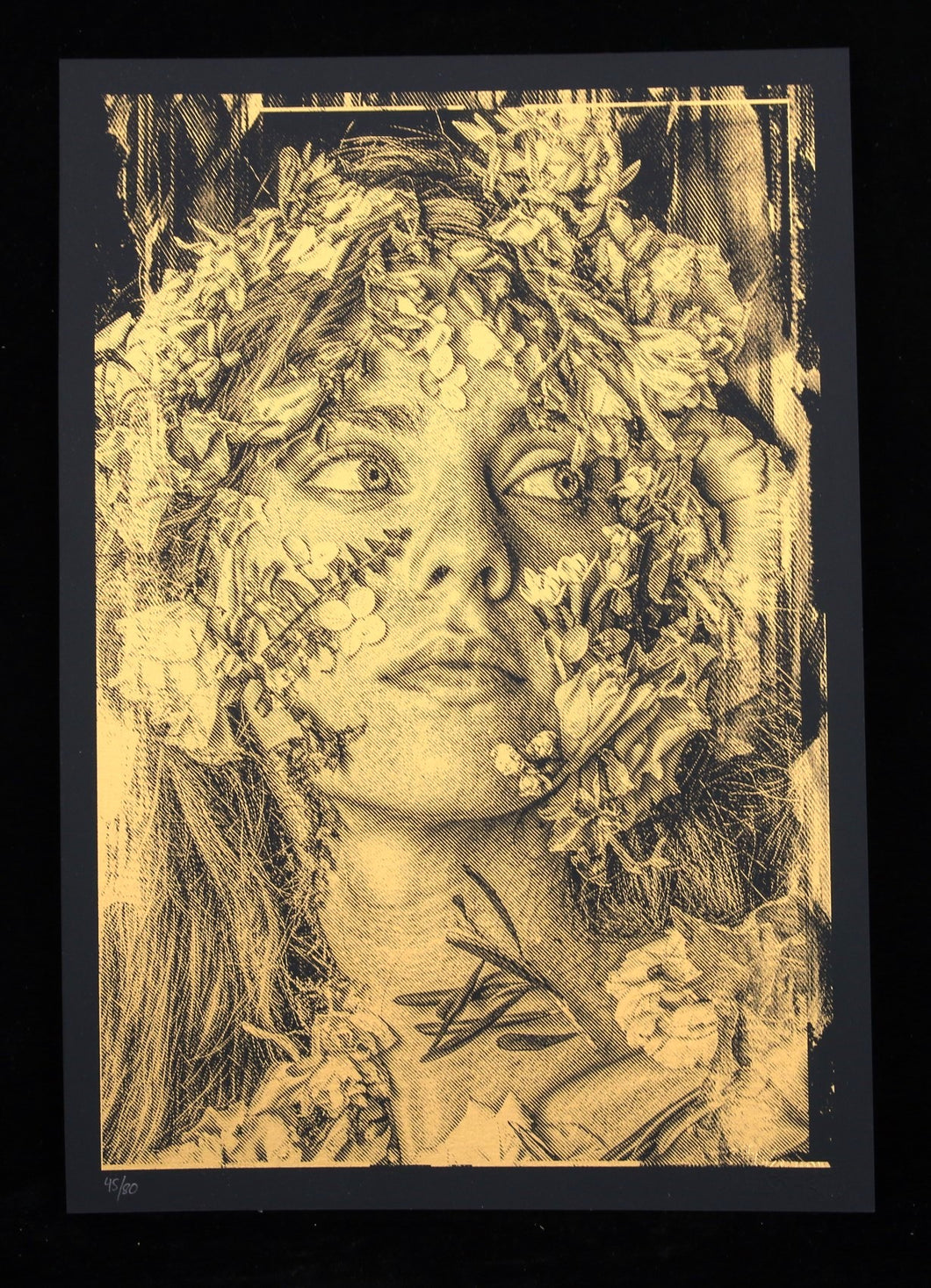 SNIK Overcome - mini screenprint on black paper