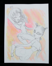 Load image into Gallery viewer, FAFI Flo et Helio - Signed drawing and watercolor
