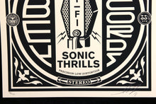 Charger l&#39;image dans la galerie, SHEPARD FAIREY 50 Shades Of Black 2013 - Sonic Thrills - Signed Screenprint
