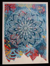 Load image into Gallery viewer, SHEPARD FAIREY Peace Mandala Collage Blue 2024 - Signed screenprint
