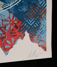 Load image into Gallery viewer, SHEPARD FAIREY Peace Mandala Collage Blue 2024 - Signed screenprint
