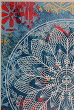 Load image into Gallery viewer, SHEPARD FAIREY Peace Mandala Collage Blue 2024 - Signed screenprint
