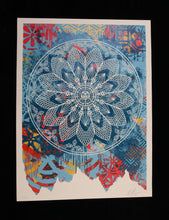 Load image into Gallery viewer, SHEPARD FAIREY Peace Mandala Collage Blue 2024 - Signed screenprint
