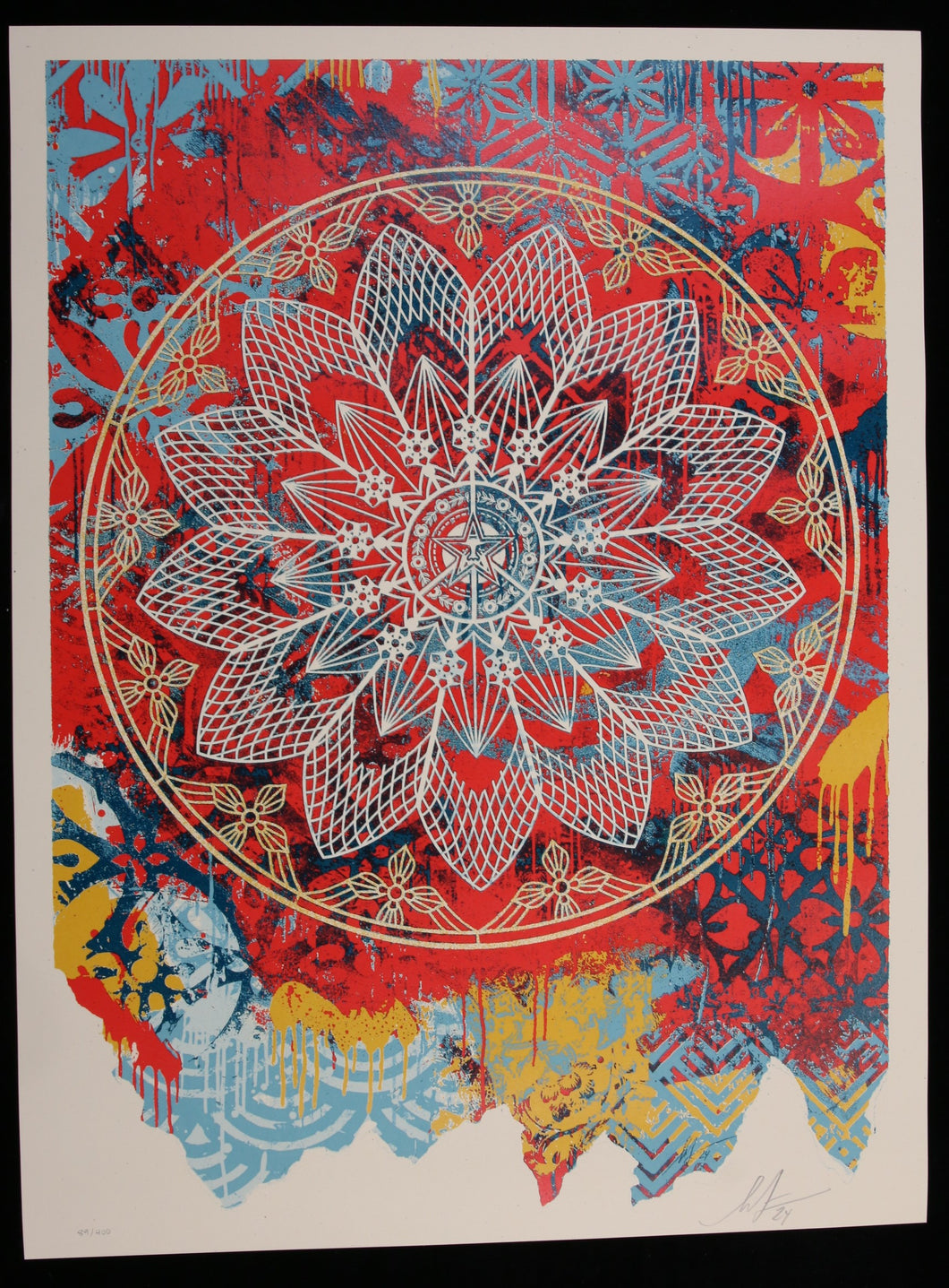 SHEPARD FAIREY Peace Mandala Collage Red 2024 - Signed screenprint