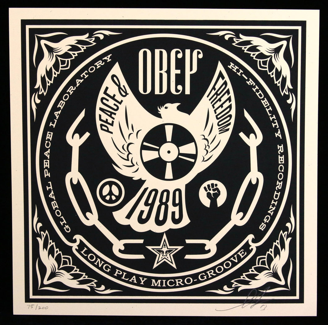 SHEPARD FAIREY 50 Shades Of Black 2013 - Peace And Freedom - Signed Screenprint