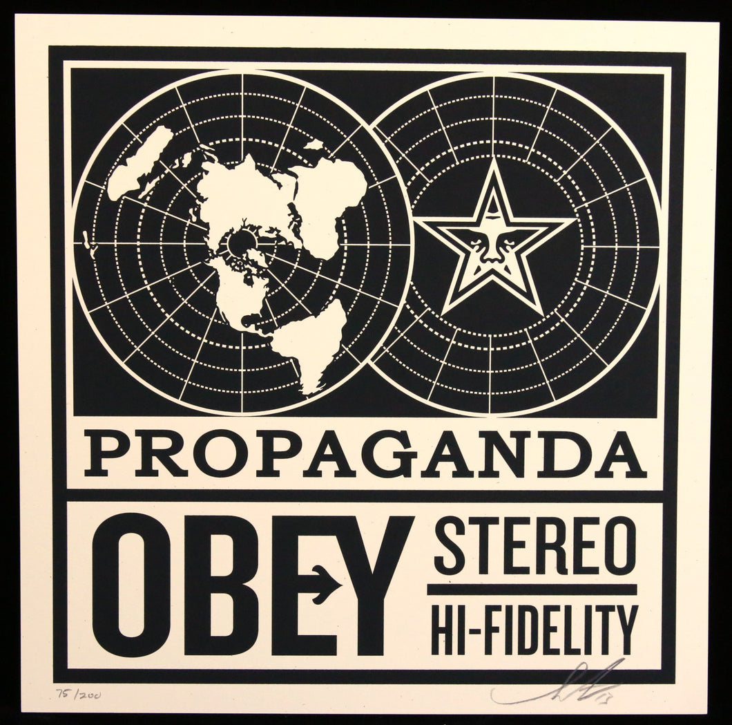 SHEPARD FAIREY 50 Shades Of Black 2013 - Obey Stereo - Signed Screenprint