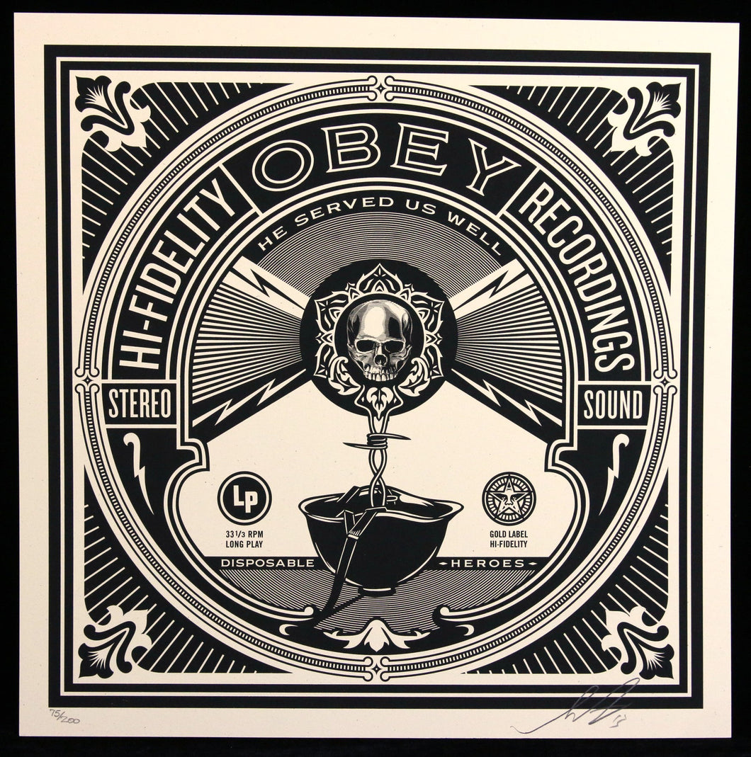 SHEPARD FAIREY 50 Shades Of Black 2013 - Disposable Heroes - Signed Screenprint