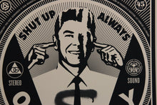 Load image into Gallery viewer, SHEPARD FAIREY 50 Shades Of Black 2013 - Shut Up Always - Signed Screenprint
