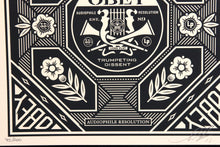 Load image into Gallery viewer, SHEPARD FAIREY 50 Shades Of Black 2013 - Trumpeting Dissent - Signed Screenprint
