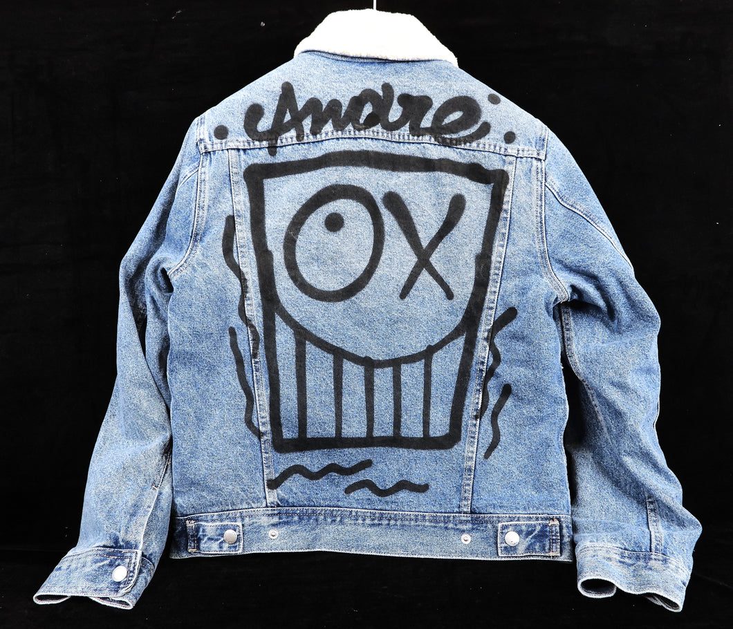 ANDRE SARAIVA Painting on Jeans Jacket - signed original