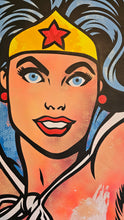 Charger l&#39;image dans la galerie, SEEN &quot; Richard Mirando &quot; Wonder Woman - Signed Big Painting on unstretched canvas 2024
