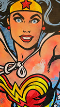 Charger l&#39;image dans la galerie, SEEN &quot; Richard Mirando &quot; Wonder Woman - Signed Big Painting on unstretched canvas 2024
