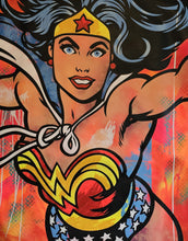 Charger l&#39;image dans la galerie, SEEN &quot; Richard Mirando &quot; Wonder Woman - Signed Big Painting on unstretched canvas 2024
