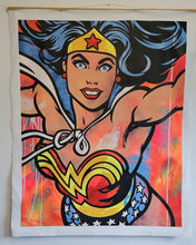 Charger l&#39;image dans la galerie, SEEN &quot; Richard Mirando &quot; Wonder Woman - Signed Big Painting on unstretched canvas 2024
