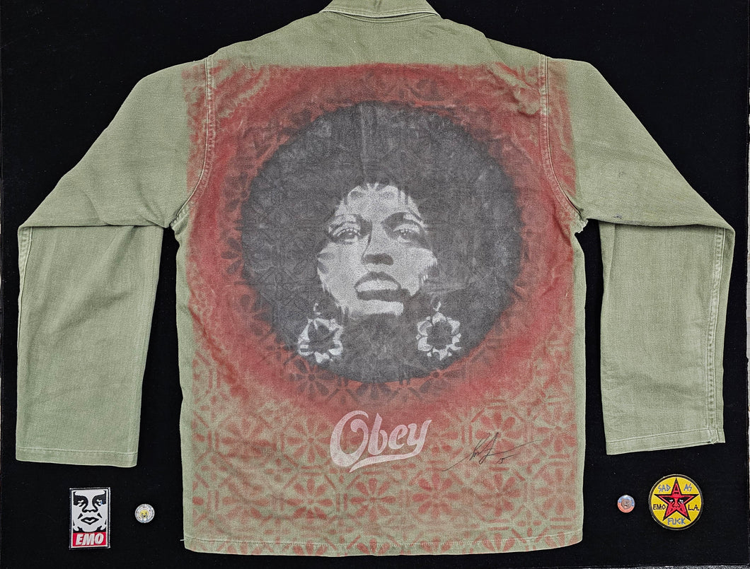SHEPARD FAIREY Angela Davis Emo Night Jacket - Signed and framed original painting