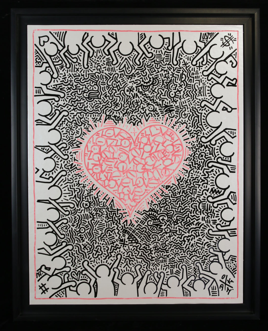 DOK Untitled Love Haring - signed drawing on dibon