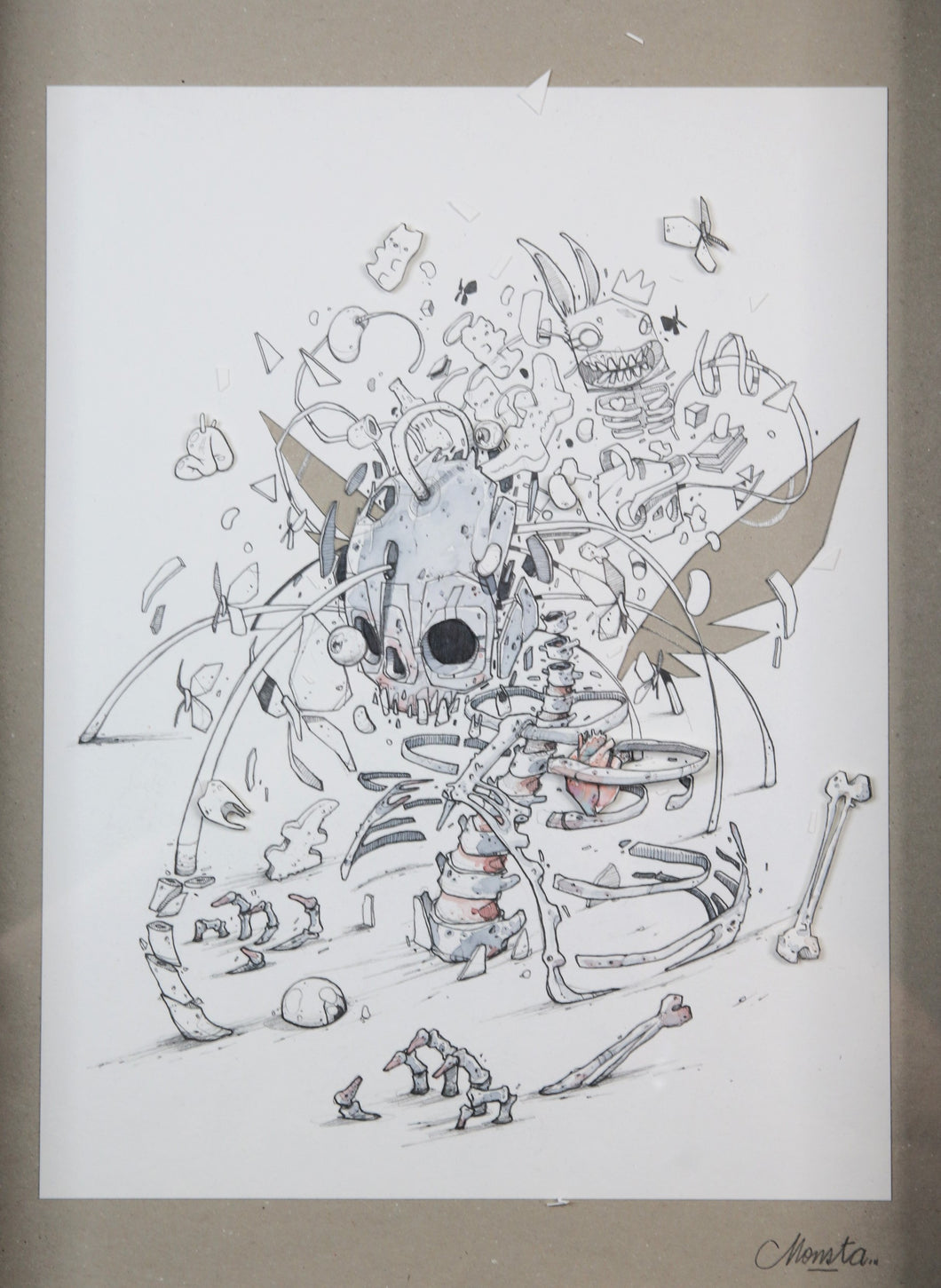 MONSTA Sweet Death Chaos - Original signed framed Drawing 2012