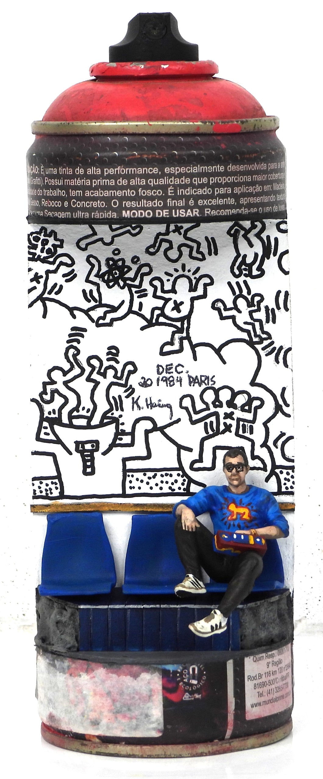 PERANONIMO Haring - signed sculpture on spraycan