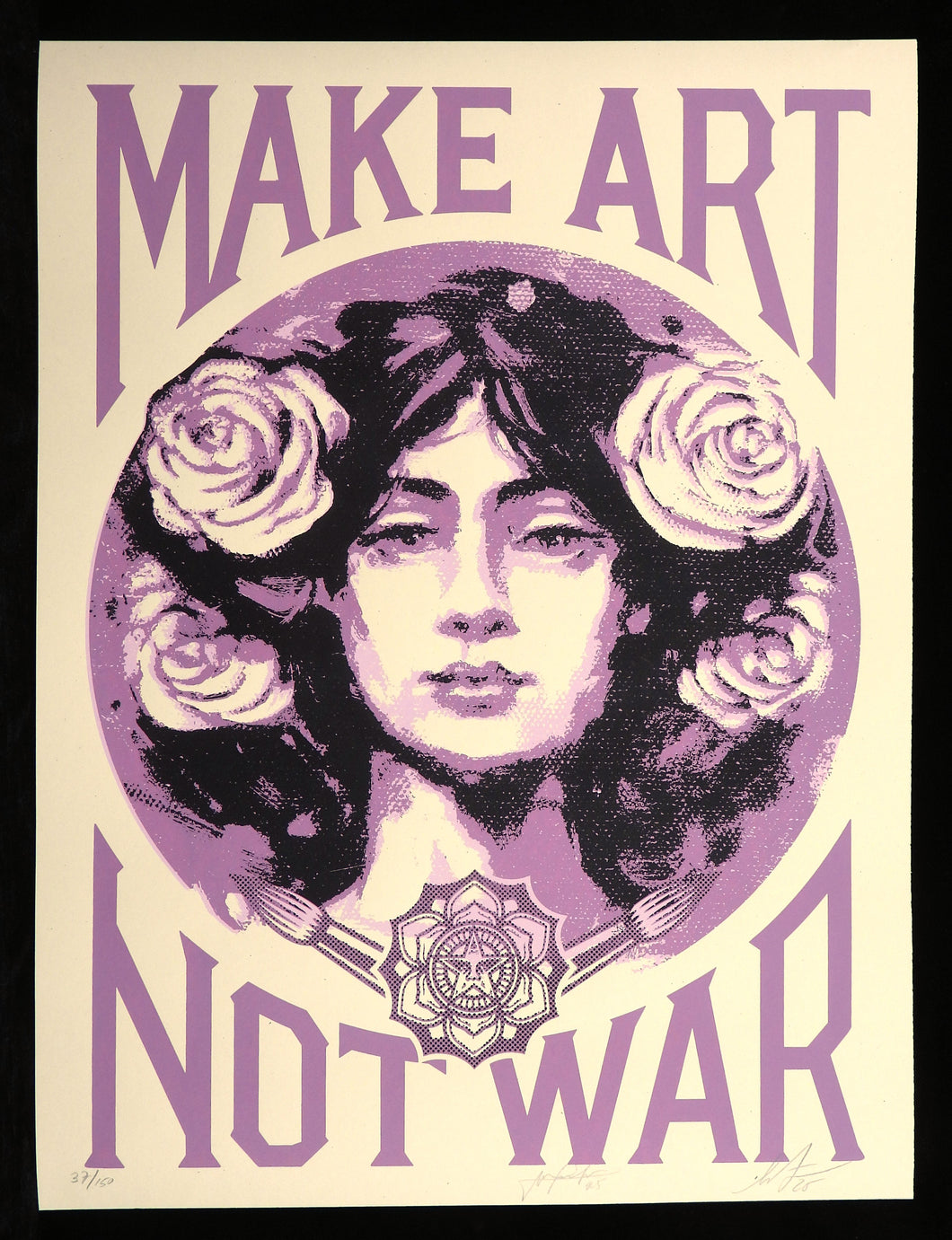 SHEPARD FAIREY Make Art Not War (Painting) Cream 2025 - Signed Screenprint