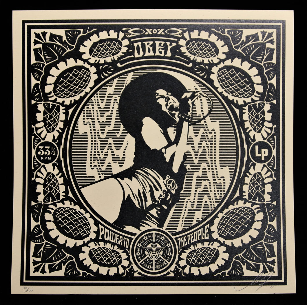 SHEPARD FAIREY Dance Floor Riot 2011 - Black Flower Power - Signed Screenprint