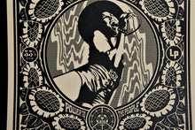 Charger l&#39;image dans la galerie, SHEPARD FAIREY Dance Floor Riot 2011 - Black Flower Power - Signed Screenprint

