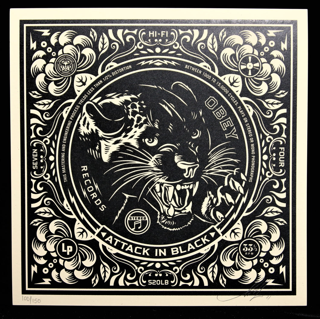 SHEPARD FAIREY Party At Moontower 2011 - Attack In Black - Signed Screenprint