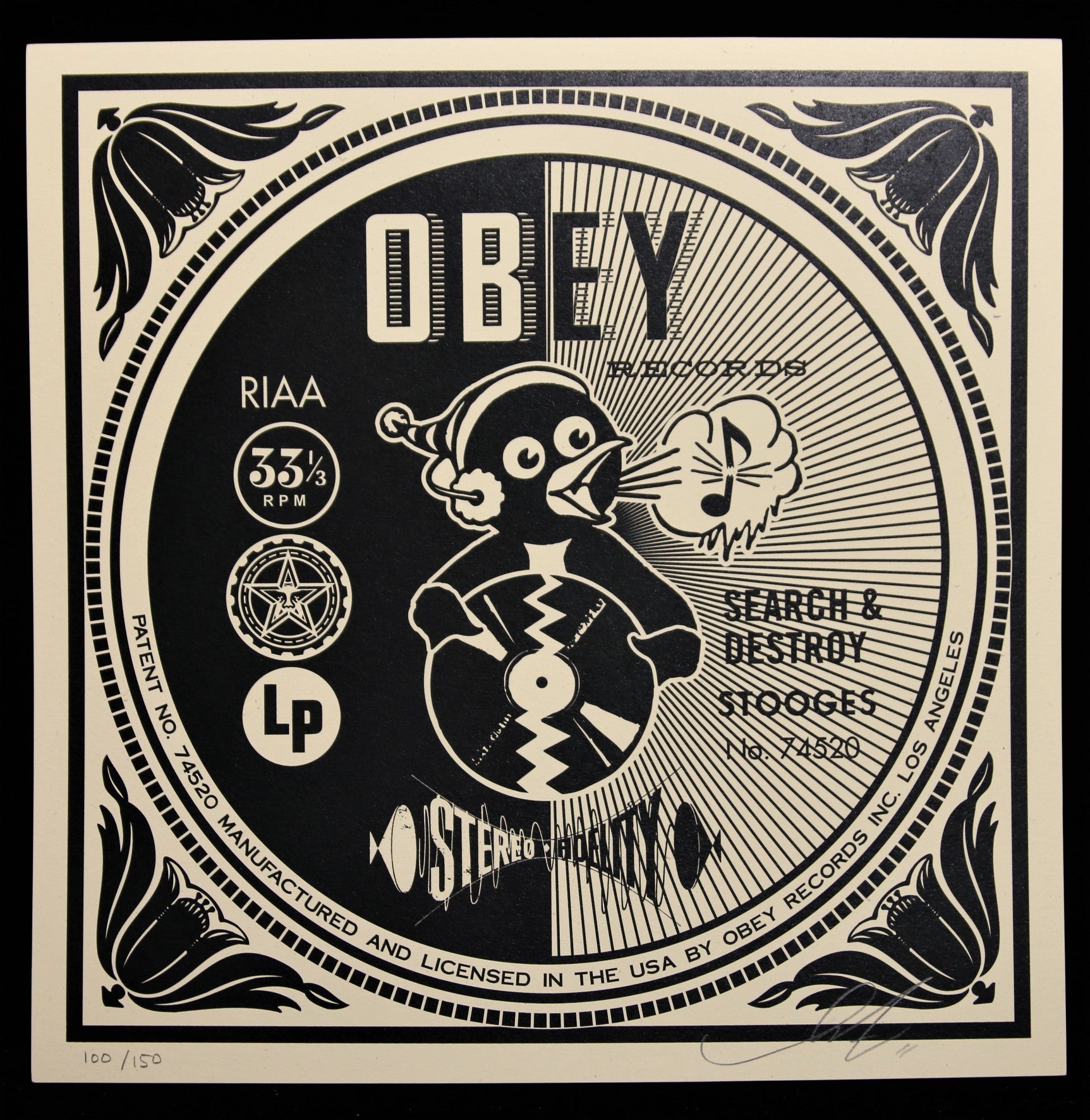 Estampe Originale Shepard Fairey Signée Johnny Ramone - édition Dorée 2008, Numérotée 165/300, Encadrée, Art Urbain