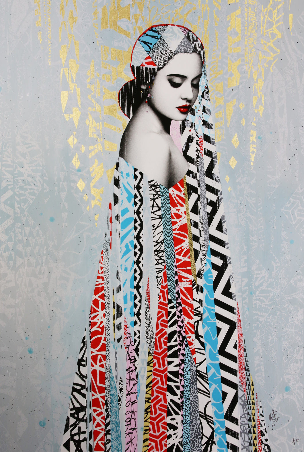 HUSH Elysian AP - signed screenprint, acrylic and with 24ct gold leaf