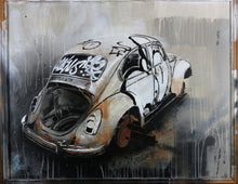 Load image into Gallery viewer, M-ONE Volkwagen Beetle - painting on wood and vintage frame
