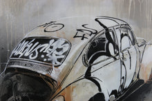 Load image into Gallery viewer, M-ONE Volkwagen Beetle - painting on wood and vintage frame
