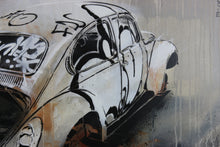 Charger l&#39;image dans la galerie, M-ONE Volkwagen Beetle - painting on wood and vintage frame

