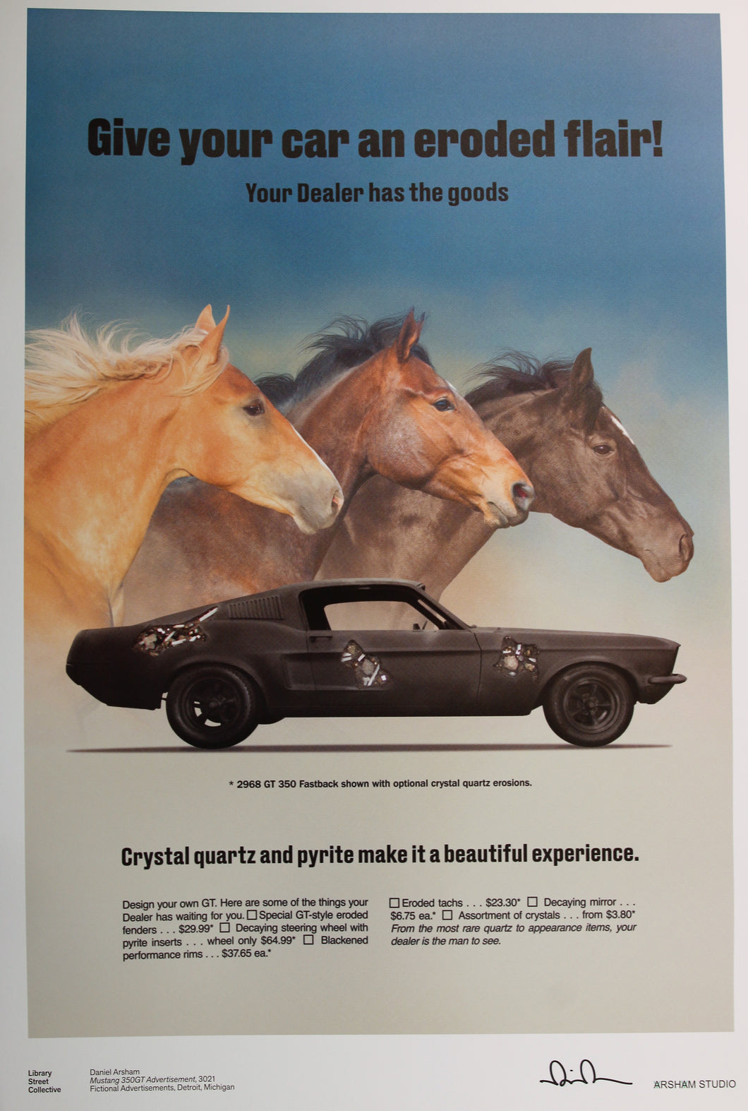 DANIEL ARSHAM Fictional Advertisments Ford Mustang SIGNED - Offset Lithograph