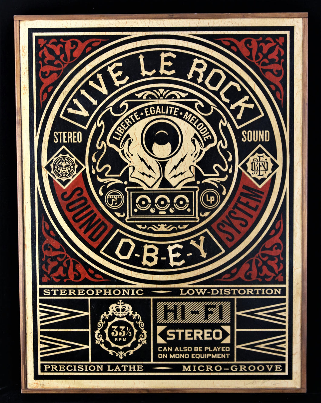 SHEPARD FAIREY Vive Le Rock - screenprint on wood